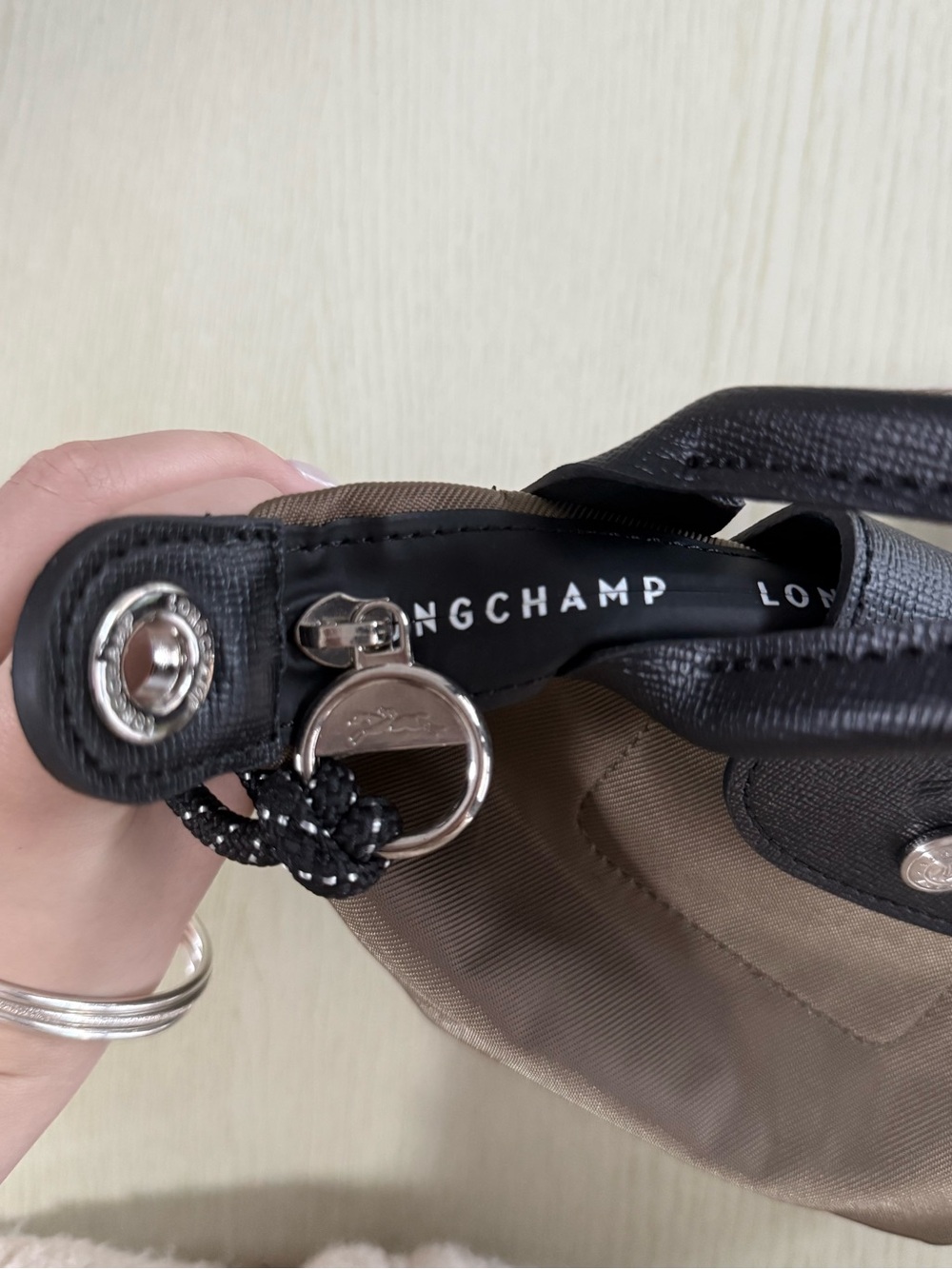 Longchamp Mini Tote in Brown with Black Trim - Picture 5 of 6